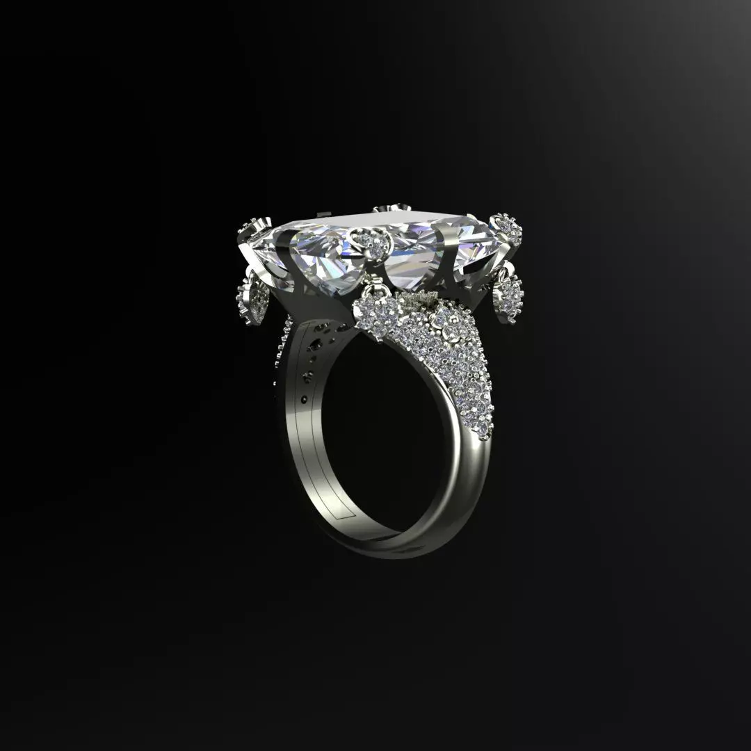 Pasquale Bruni Sissi Ring with rectangular stone 3D print model_0