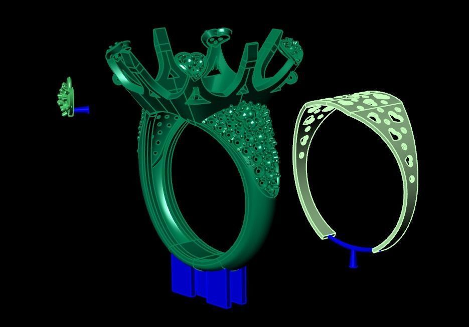 Pasquale Bruni Sissi Ring with rectangular stone 3D print model_1