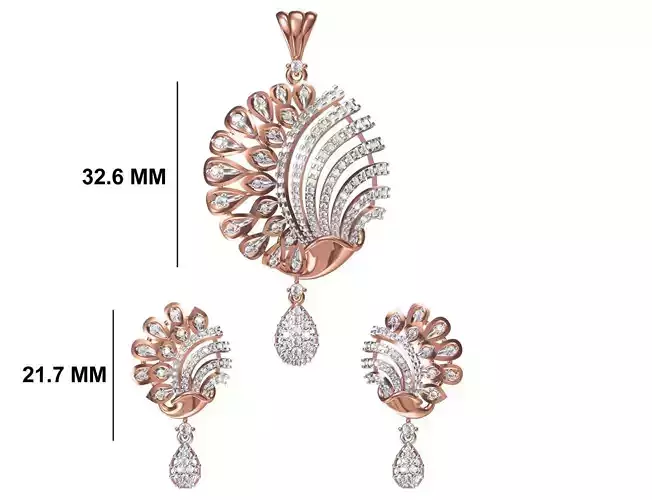 Women Earrings Pendant Set STL FBX JCD Details