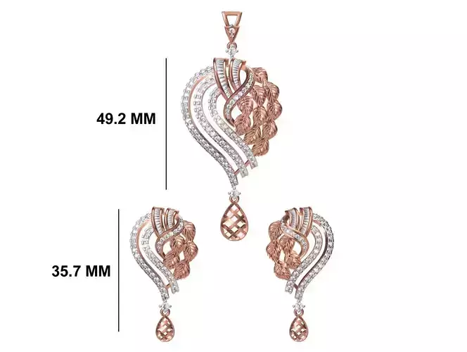 Women Earrings Pendant Set STL FBX JCD Details