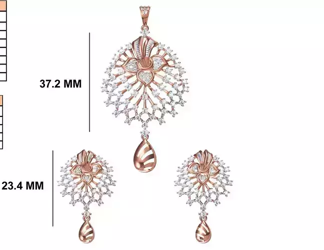 Women Earrings Pendant Set STL FBX JCD Details