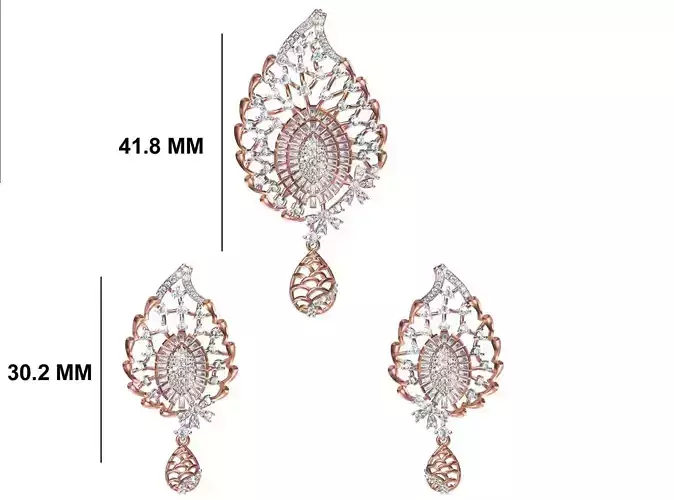 Women Earrings Pendant Set STL FBX JCD Details