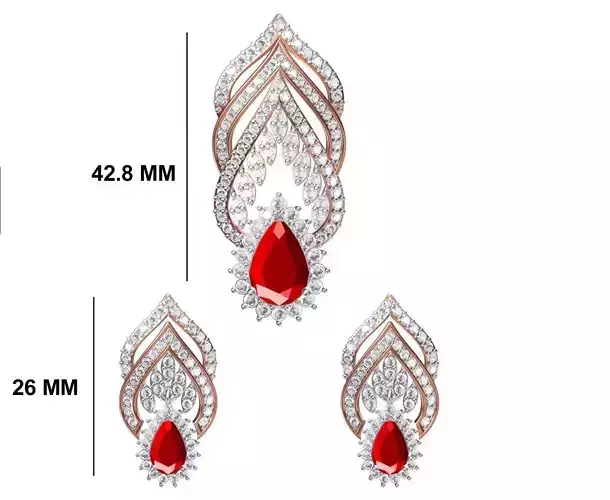 Women Earrings Pendant Set STL FBX JCD Details