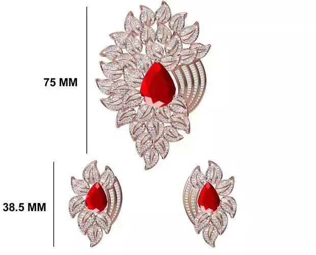 Women Earrings Pendant Set STL FBX JCD Details