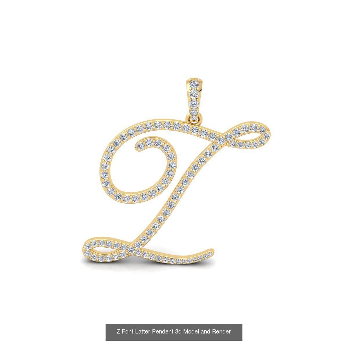 All A To Z Cursi Font Latter 3d Model and Render   3D Model Collection_3