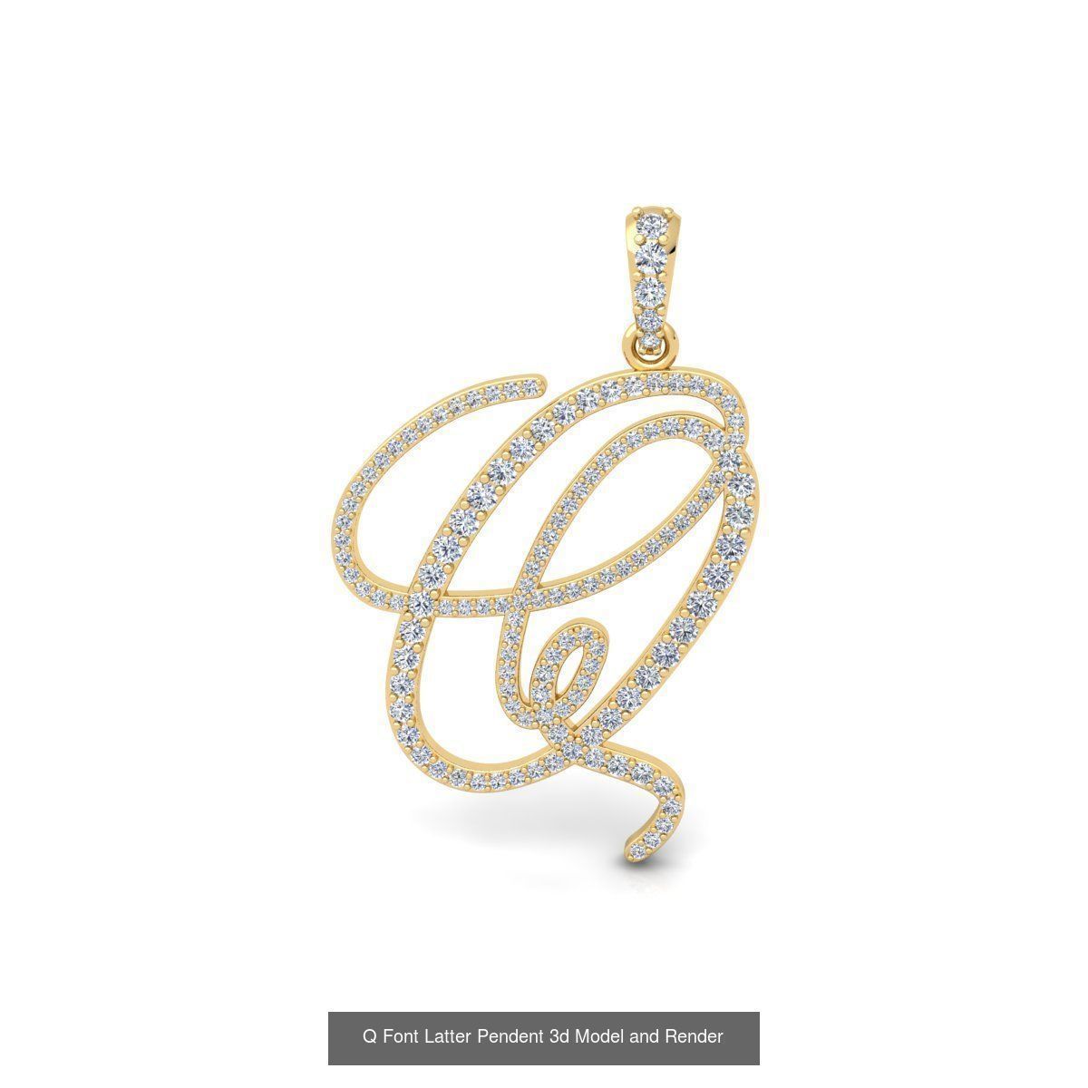 All A To Z Cursi Font Latter 3d Model and Render   3D Model Collection_12