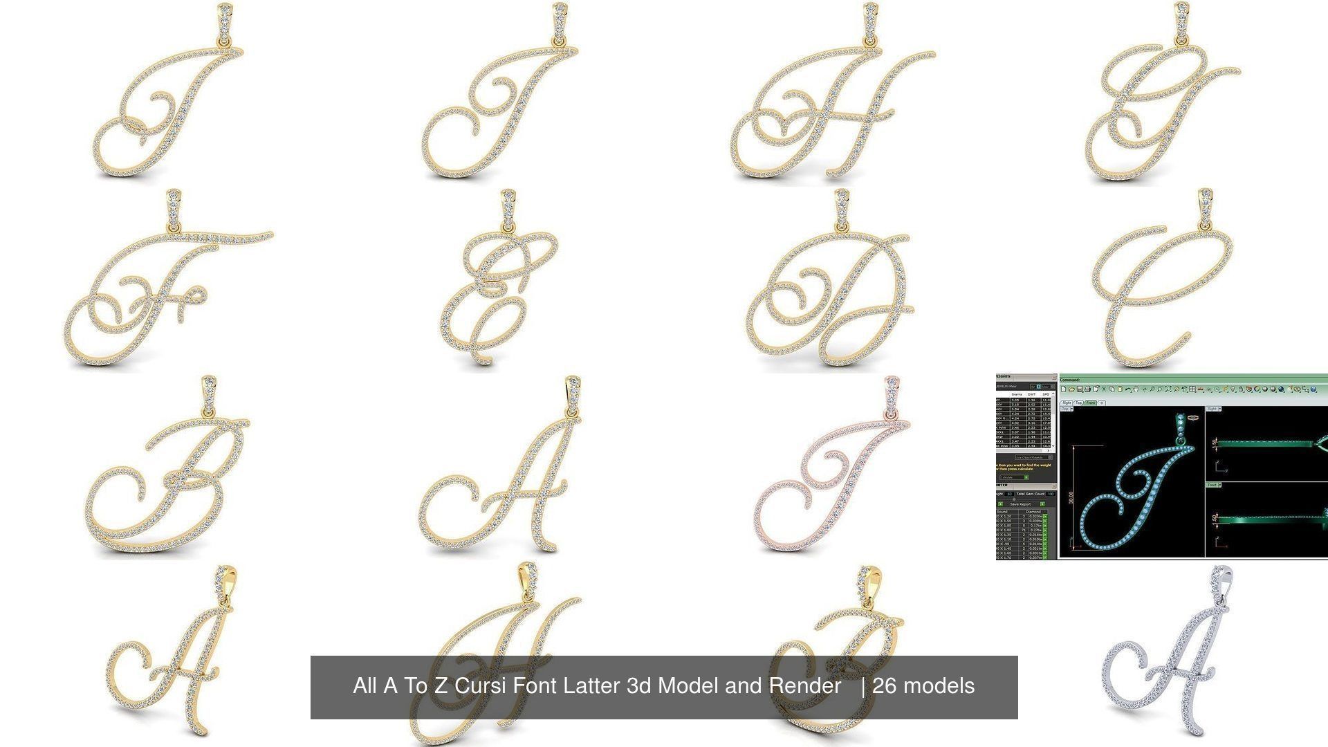 All A To Z Cursi Font Latter 3d Model and Render   3D Model Collection_2