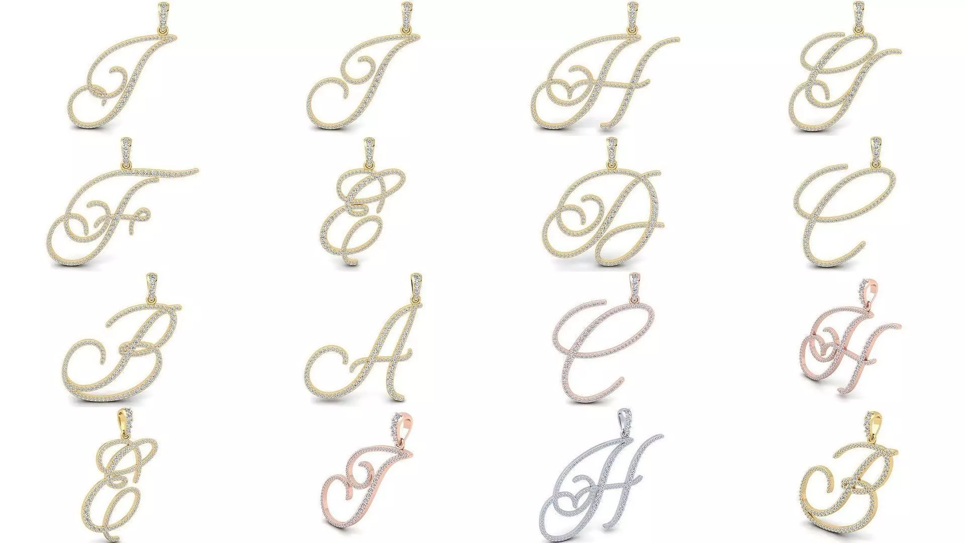 All A To Z Cursi Font Latter 3d Model and Render   3D Model Collection_0