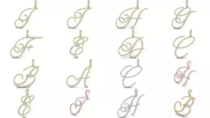 All A To Z Cursi Font Latter 3d Model and Render   3D Model Collection