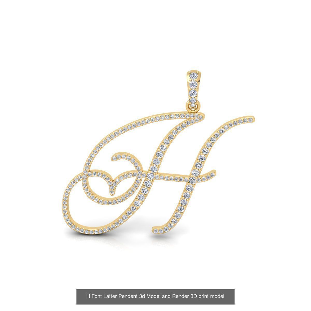 All A To Z Cursi Font Latter 3d Model and Render   3D Model Collection_21