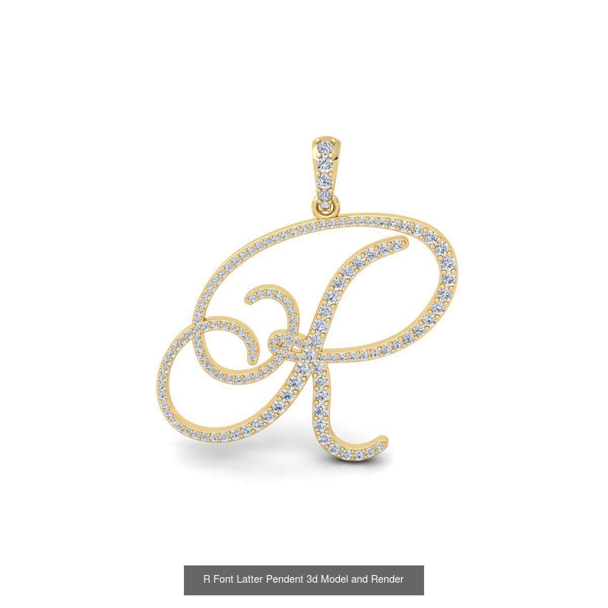 All A To Z Cursi Font Latter 3d Model and Render   3D Model Collection_11