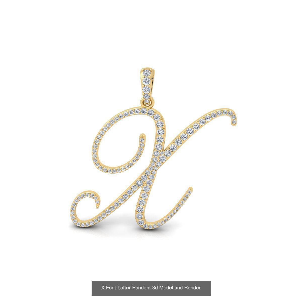 All A To Z Cursi Font Latter 3d Model and Render   3D Model Collection_5