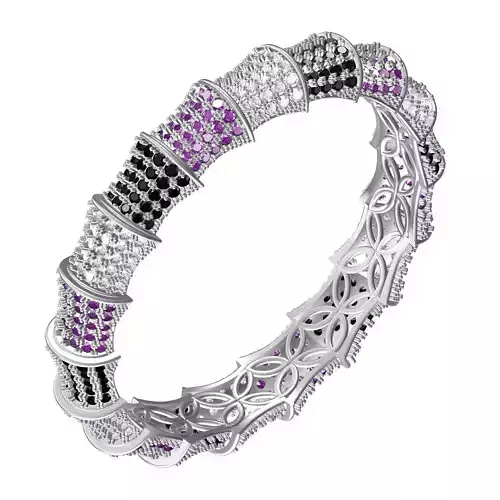 Antique Multi Colour Diamond Bracelet 3D print model