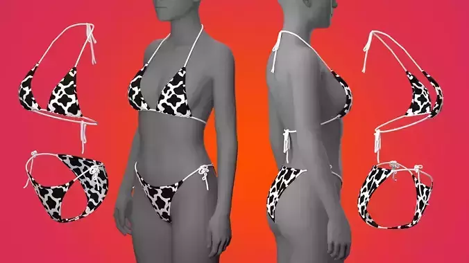 Cow Printed Bikini Fitted to Gen8 Body Mesh