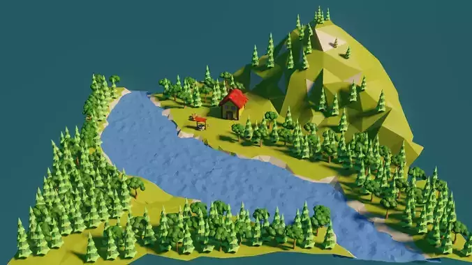 Low Poly Forest Free low-poly 3D model
