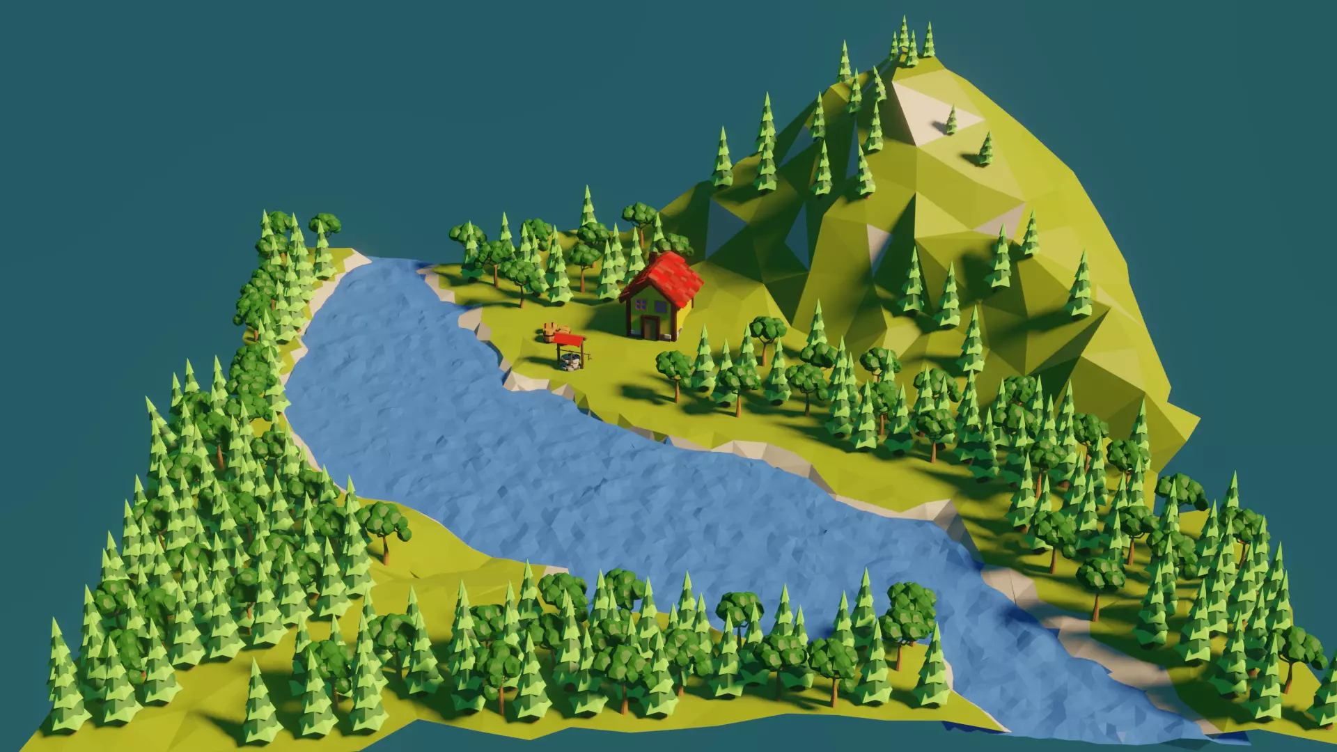 Low Poly Forest Free low-poly 3D model_0