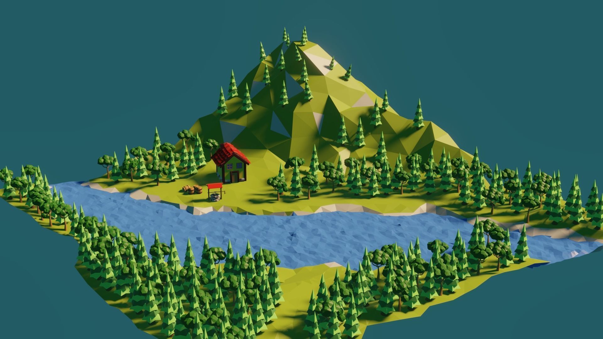 Low Poly Forest Free low-poly 3D model_1