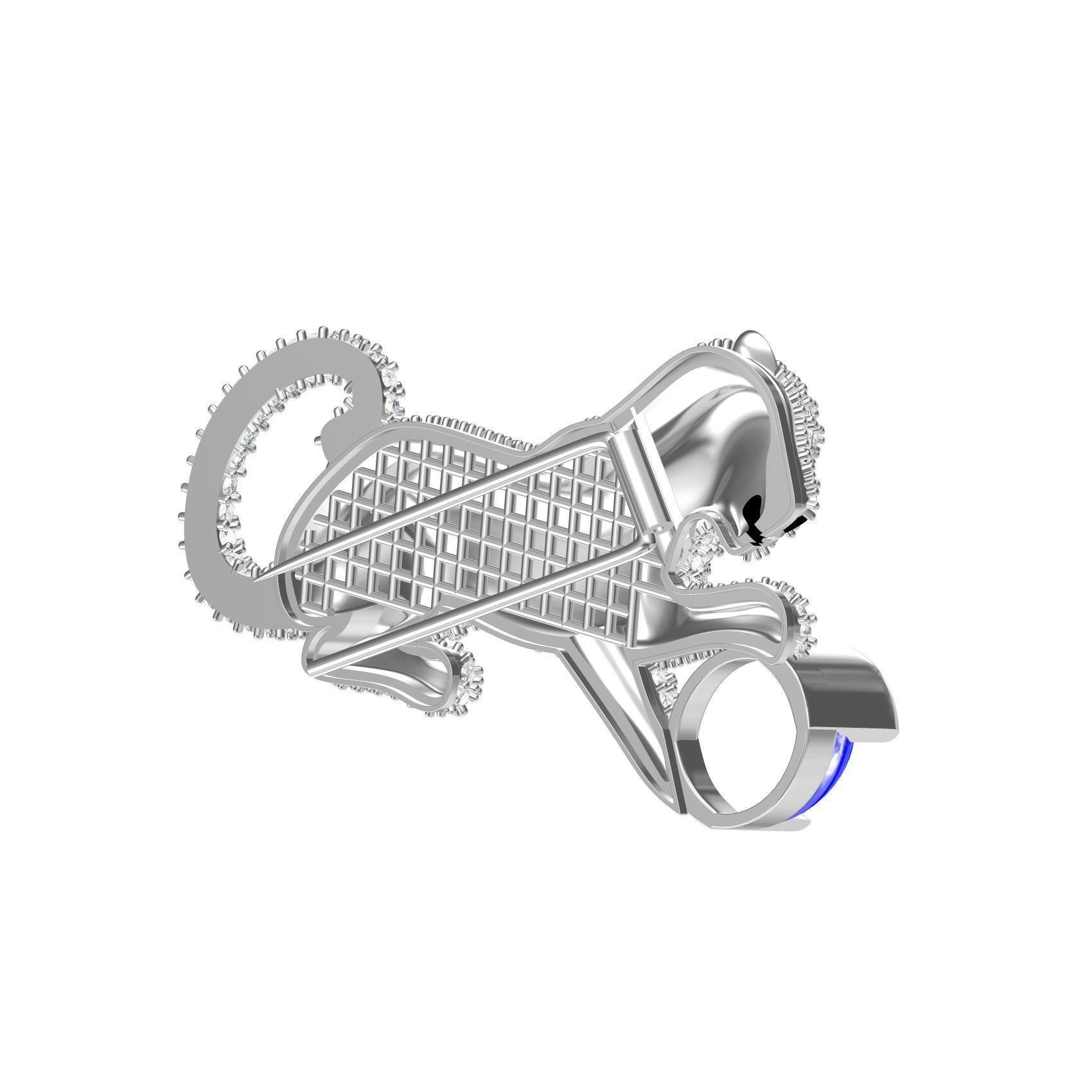 Playing Panther Diamond Brooch 3D print model_5