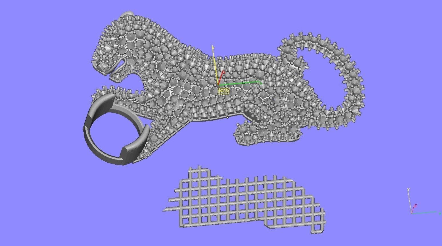 Playing Panther Diamond Brooch 3D print model_13