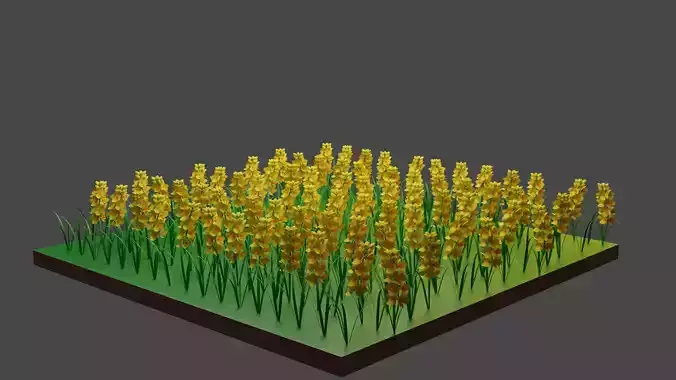 3D flower grass Low-poly 3D model