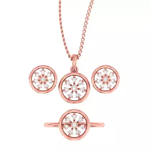 Ring earrings pendant margerite shape set