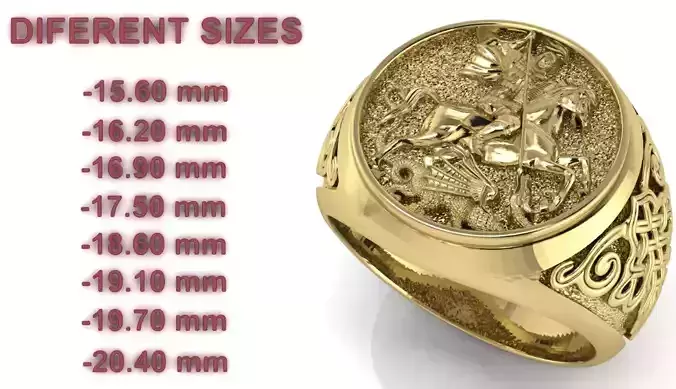 Saint George Ring - DIFERENT SIZES 3D print model