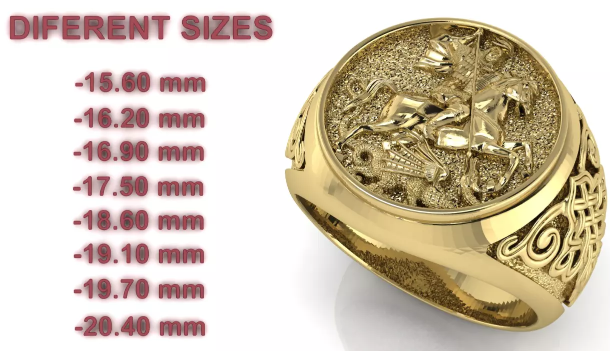 Saint George Ring - DIFERENT SIZES 3D print model