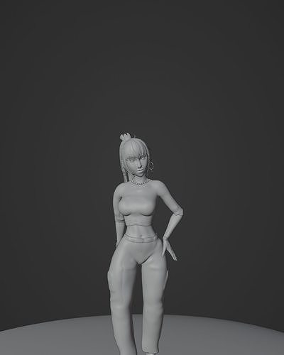 3d stylized lady Low-poly 3D model