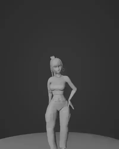 3d stylized lady Low-poly 3D model