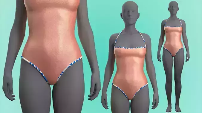One-Piece Bathing Suit Fitted to Gen8 Body Mesh 3D model