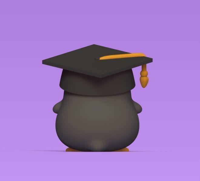 Penguin Graduate 3D print model_3