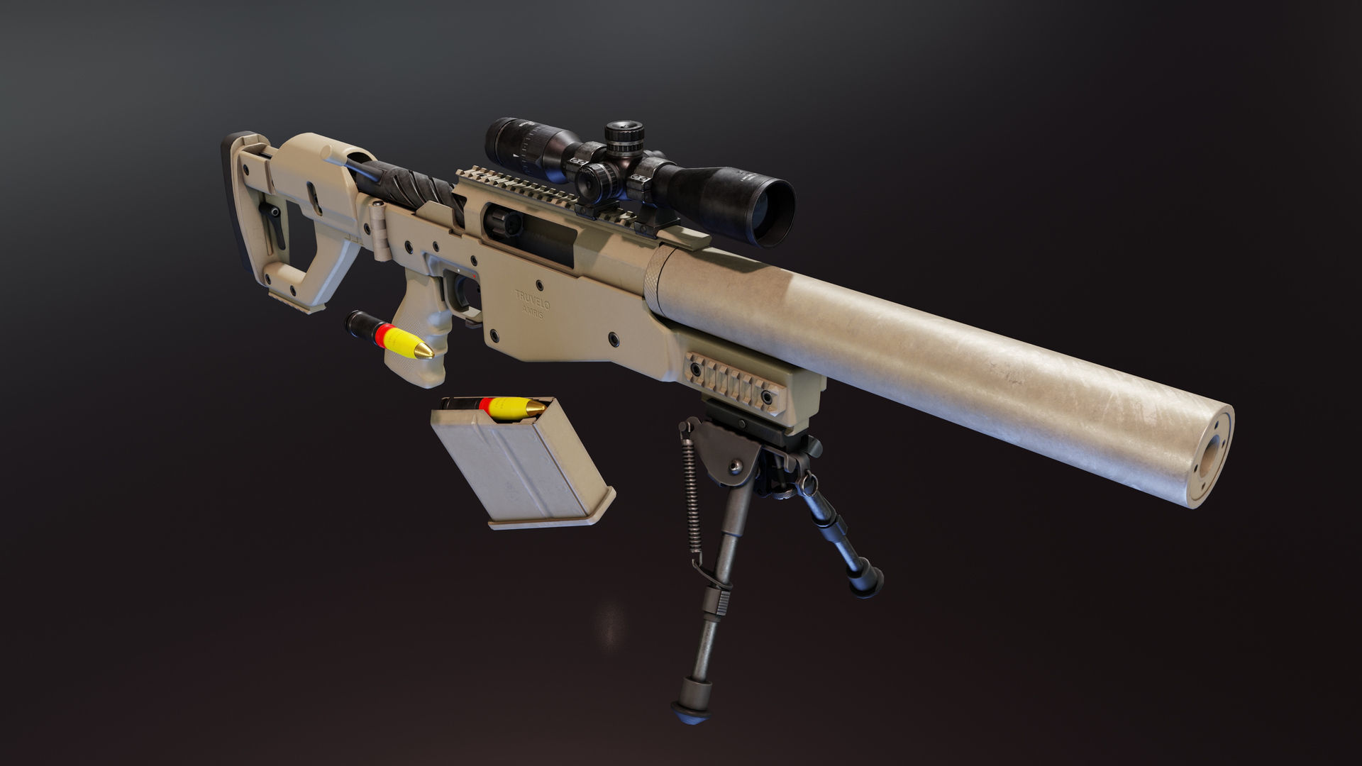 Truvelo Amris Rifle Low-poly 3D model_4