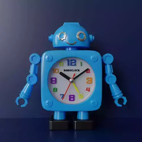 Childrens desktop plastic alarm clock robot 3D model