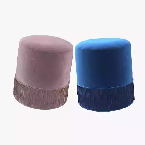 Teddy Velvet Pouf in PinkBlue