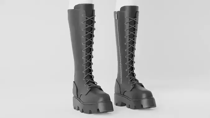 High Leather Boots Multicolor