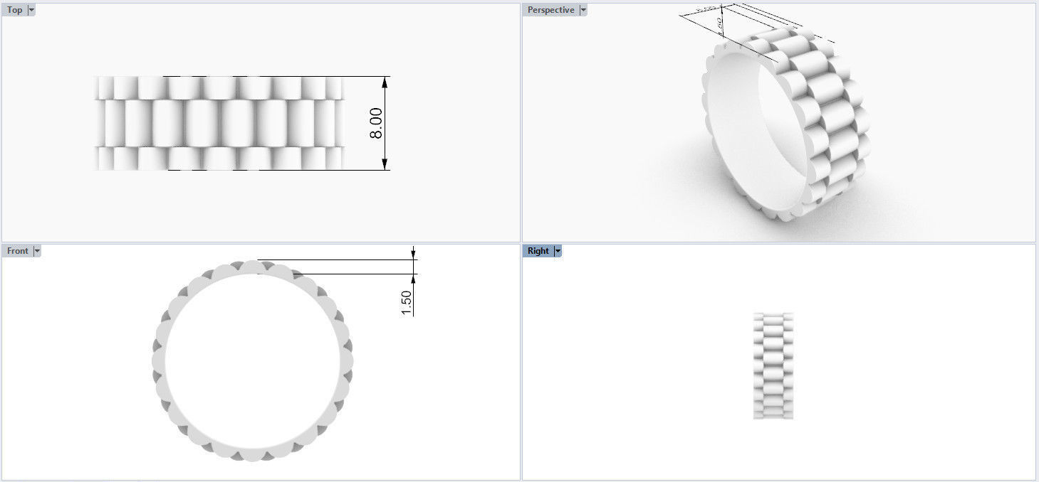 Rolls ring  8 mm  wide 3D print model_1