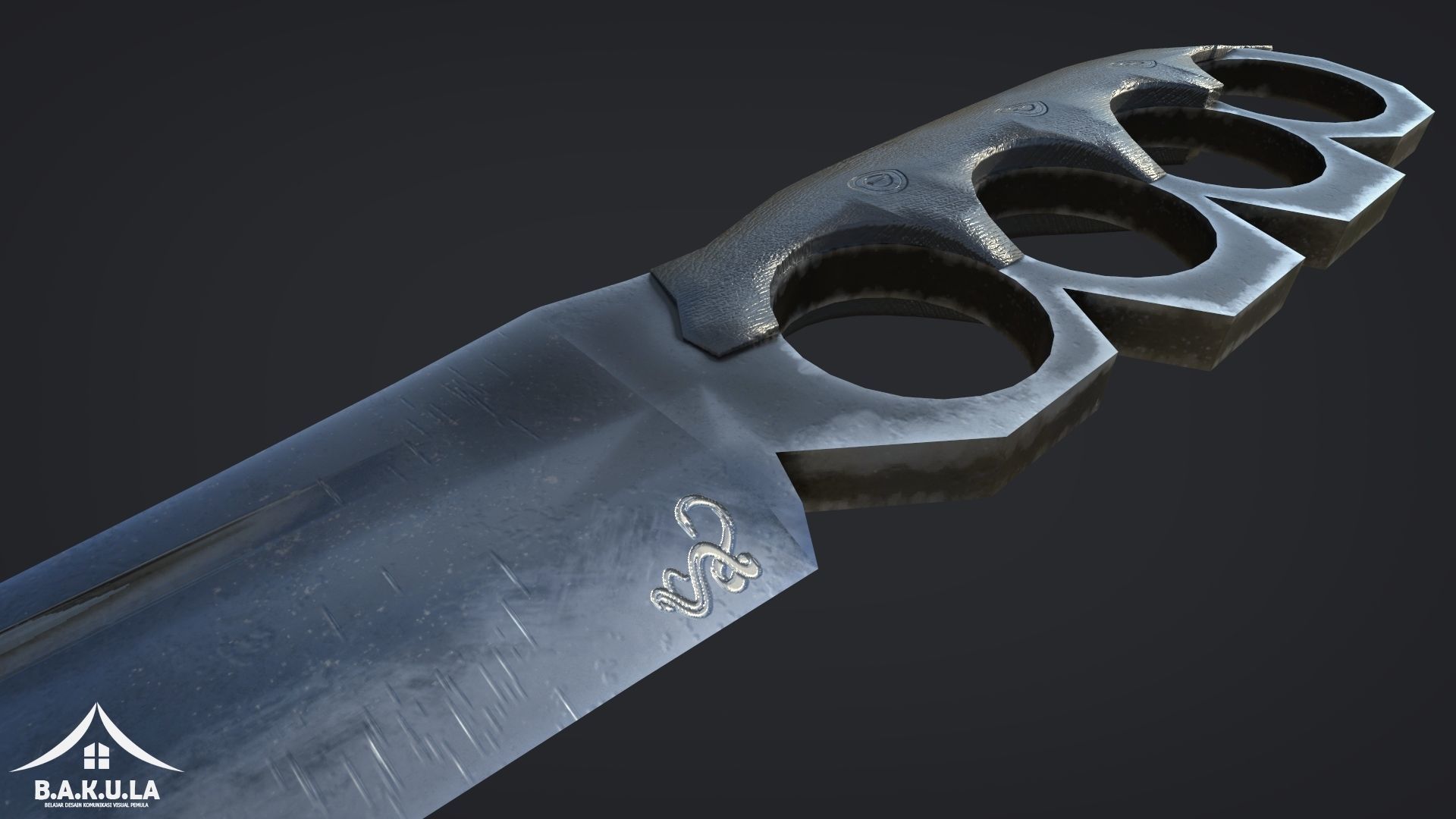 Knuckle Knife Damage Texture Low-poly 3D model_1
