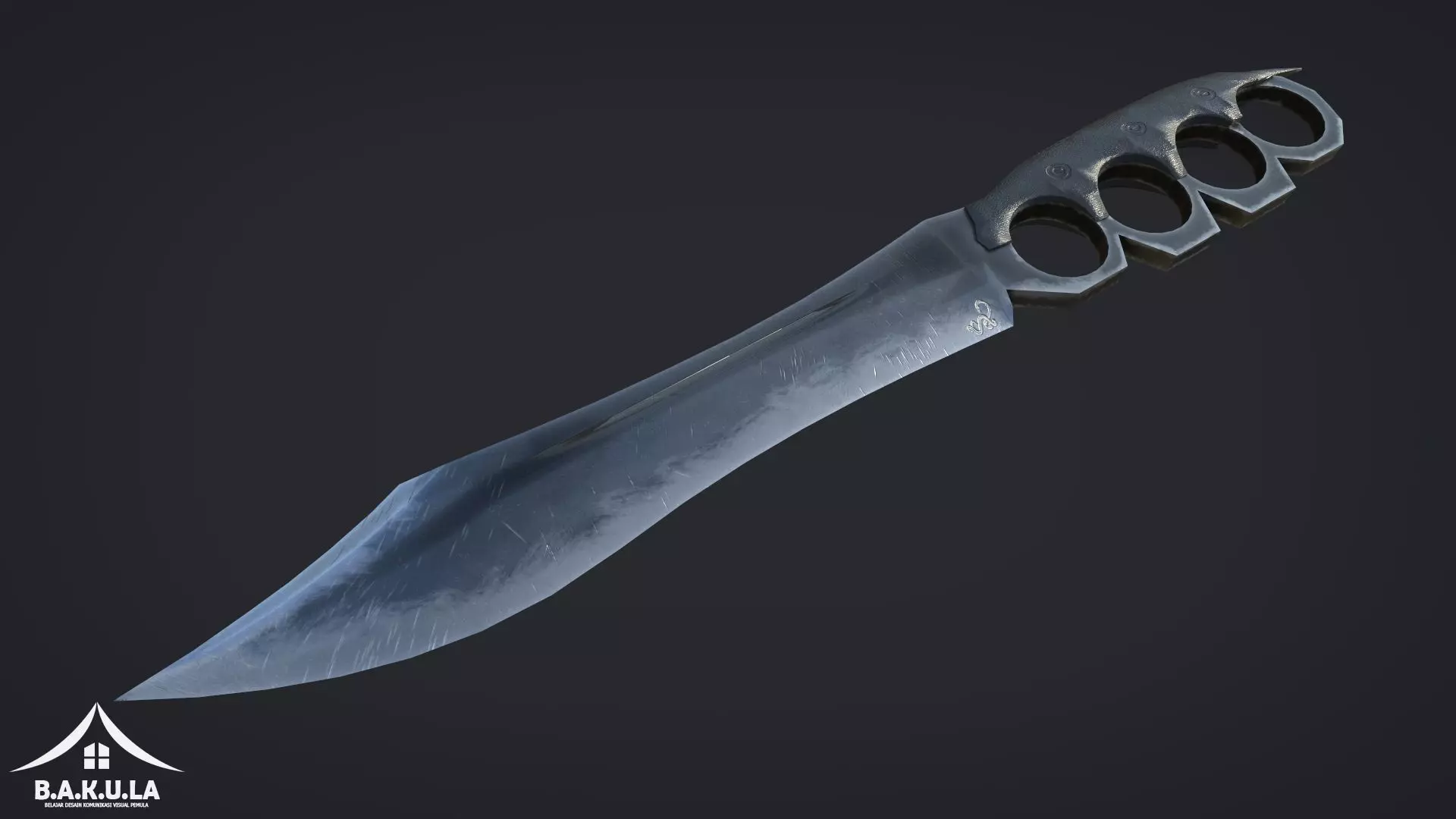Knuckle Knife Damage Texture Low-poly 3D model_0