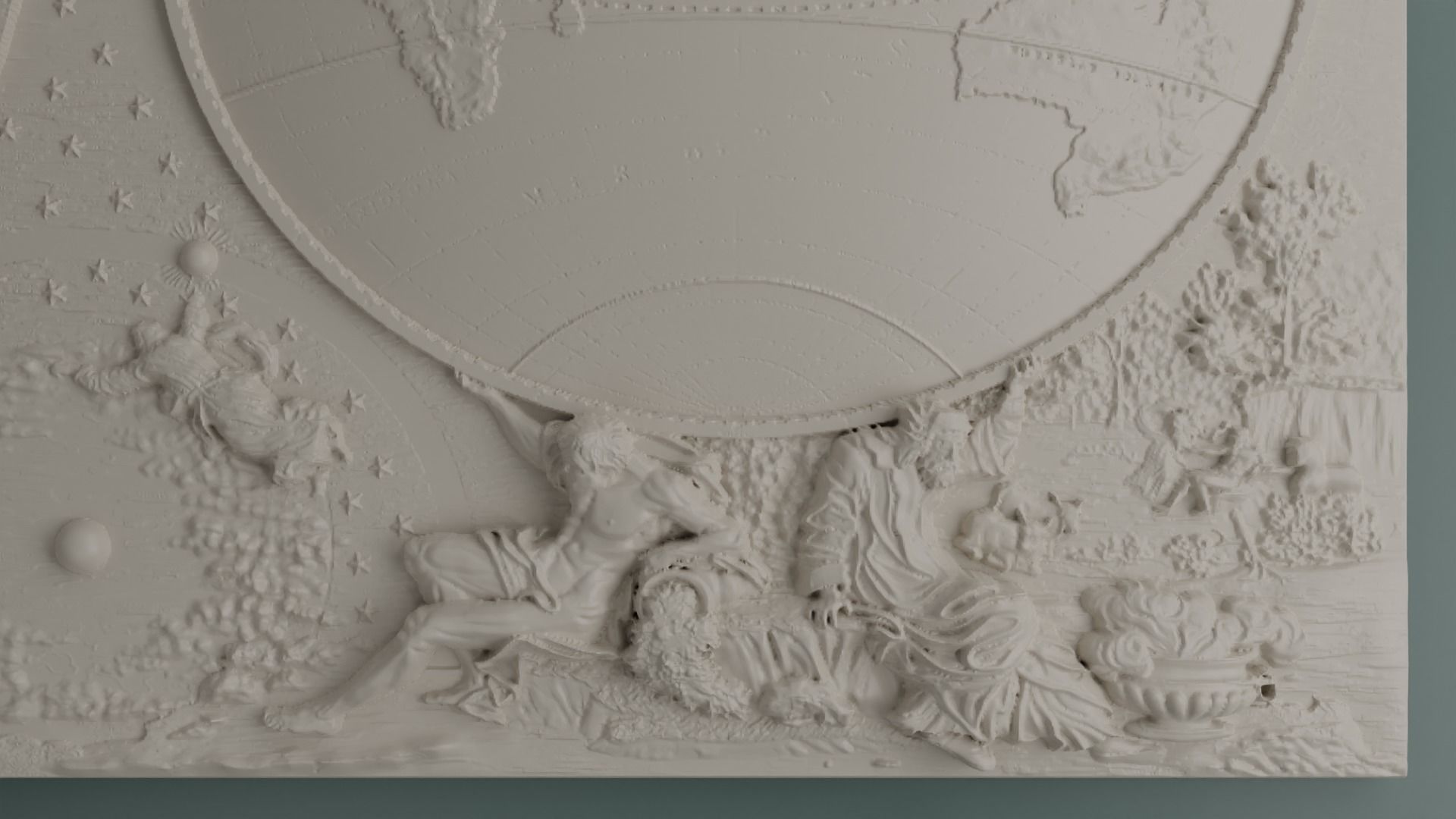 World Map Bas Relief 3D print model_9