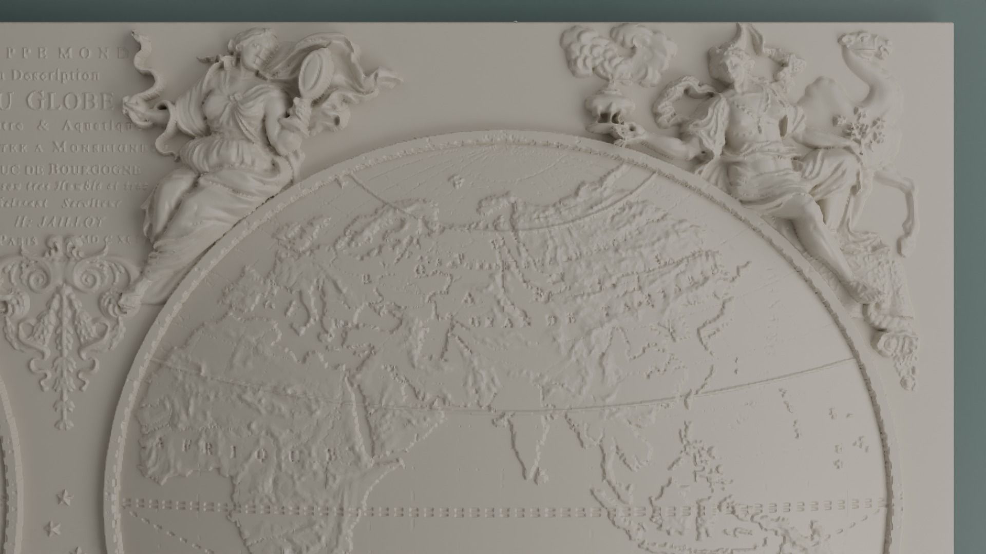 World Map Bas Relief 3D print model_7