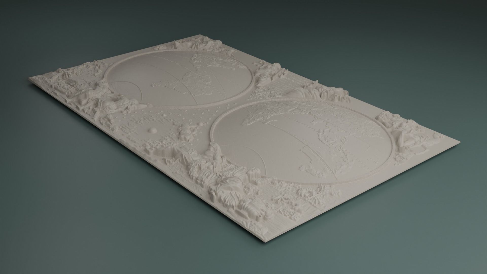 World Map Bas Relief 3D print model_4