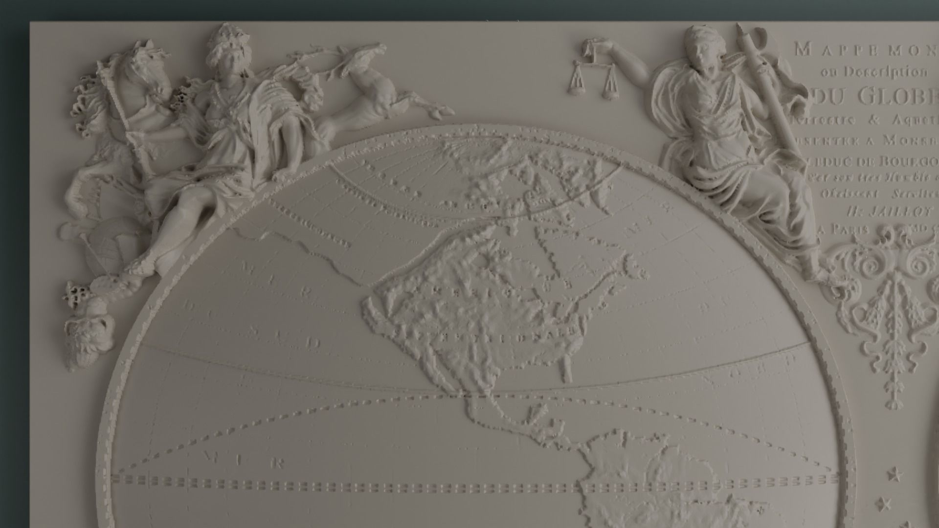 World Map Bas Relief 3D print model_6