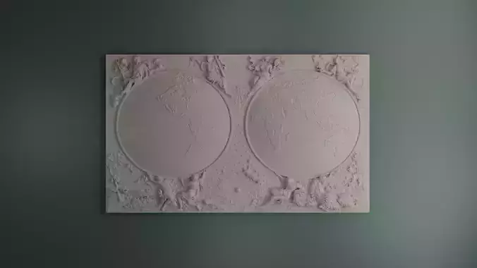 World Map Bas Relief 3D print model