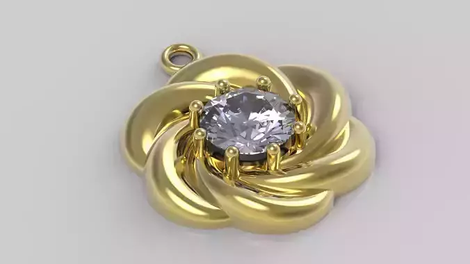 Flower pendant with  diamond