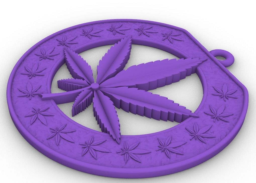 Cannabis leaf marijuana hemp ganja 3D print model_8