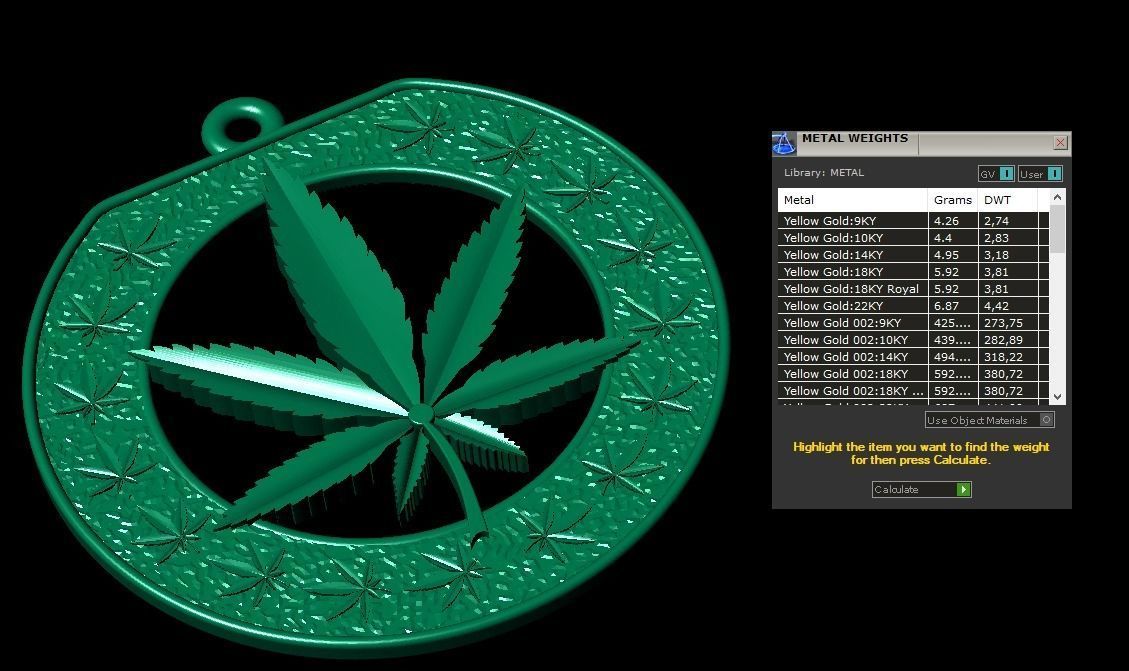Cannabis leaf marijuana hemp ganja 3D print model_10