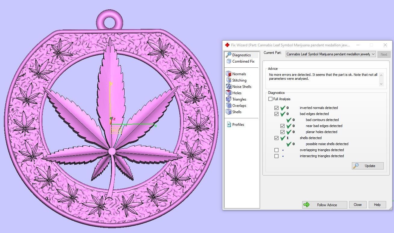 Cannabis leaf marijuana hemp ganja 3D print model_3