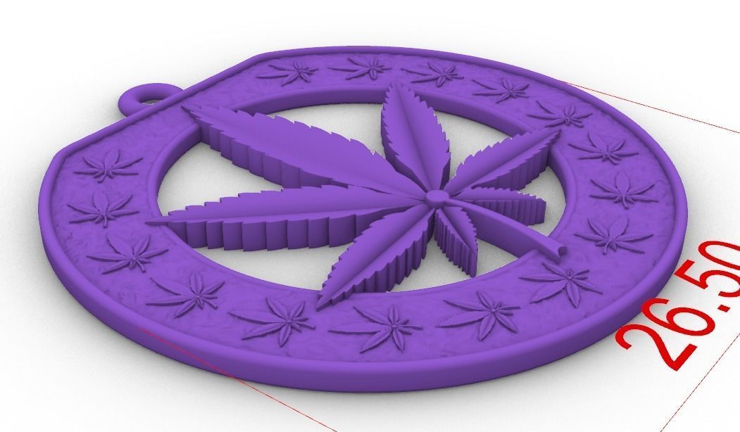 Cannabis leaf marijuana hemp ganja 3D print model_5