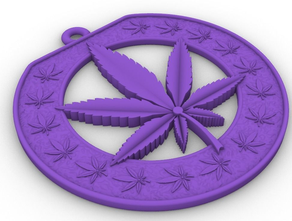 Cannabis leaf marijuana hemp ganja 3D print model_38