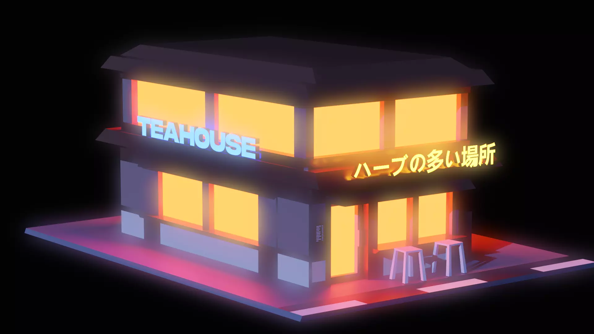 Lowpoly Small Cafe Teashop Coffeshop 3D Object Low-poly 3D model